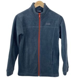Columbia boys full zip fleece jacket in gray with orange detail size large